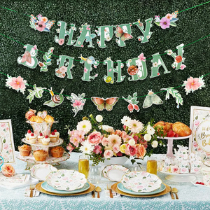 SUNBEAUTY <strong>Spring</strong> Happy Birthday Banner Green <strong>Spring</strong> Butterfly Flowers Banner Summer <strong>Spring</strong> Butterfly Birthday Party <strong>Decorations</strong> - Product Image 5