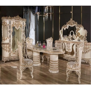 Royal Wooden Hand Carved Classic Luxury Italian Dining <b>Table</b> Set Royal Teak Wood 6 Seater Dining <b>Table</b> Set Royal Dining Set - Product Image 1