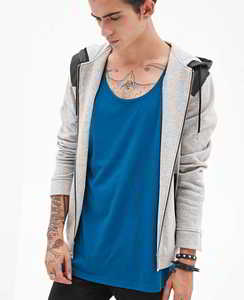 Sudadera con capucha de media cremallera para hombre al por mayor, con bolsillo con cremallera en el brazo de dos tonos, logotipo personalizado, OEM, estilo urbano - Product Image 1