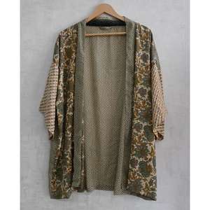 Robe de nuit en soie pour femmes, taille plus, décontractée, respirante, style kimono, longueur genoux, motif floral, automne - Product Image 1