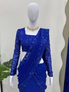 Lehenga Saree Moderne Réversible Brodé en Faux Georgette avec Broderie de Sequins pour Diwali/Mariages, avec Choli Intérieur Zain - Product Image 3