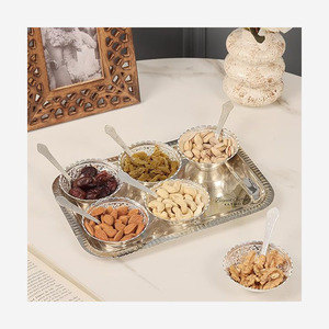 6 Pcs Set Gold and Silver Plated <b>Bowl</b> and Spoon Set the Perfect Gift Item with <b>Red</b> Velvet Gifts Box Available in Sets Available - Product Image 4