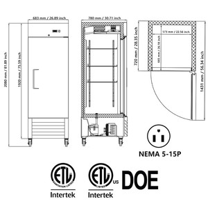 Equipo de Refrigeración para Cocina Comercial, Congelador Vertical de Una Puerta - Product Image 5