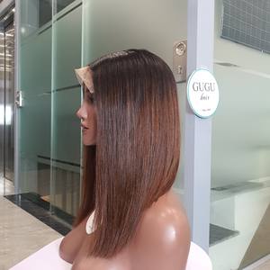 Best Wholesale 16 Inches Raw Virgin Vietnamese Hair Lace Closure Wig for Brown Color <b>Silky</b> Straight Wave Human Hair Weft 5x5 - Product Image 3