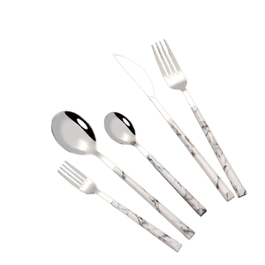 Juego de cubiertos de acero inoxidable Premium con detalles de mango esmaltado para hoteles, bodas y cenas contemporáneas - Product Image 1