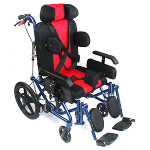 Fauteuil roulant pour bébé à dossier haut pour enfants atteints de paralysie cérébrale, en alliage d'aluminium, en tissu de lin, chaise pour enfants handicapés avec chariot - Product Image 5