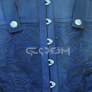Corset sous-poitrine en dentelle florale bleue en coton avec baleines en acier et fermeture frontale à agrafes |   Corset gothique amincissant pour la taille - Product Image 3