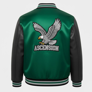 Chaqueta Universitaria Bordada en Chenilla Personalizada al por Mayor para Hombre, Chaquetas de Invierno de Satén de Alta Calidad y Bajo MOQ - Product Image 2