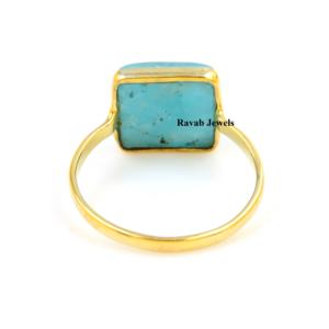 2025 personnalisé 10mm naturel Smithsonite Quartz carré 925 argent Sterling éternité Vermeil lunette bague pour les femmes conçues en Inde - Product Image 3