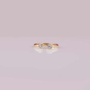 Luxury Classic Bezel Setting Lab Grown Diamond Emerald & Round Cut 18KT Gold Engagement Diamond Ring Fine Solitaire Ring - Product Image 1