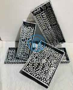 Bandeja Rectangular de Nácar, Bandeja de Servicio con Incrustaciones de Nácar de Primera Calidad para Regalos y Decoración del Hogar - Product Image 3