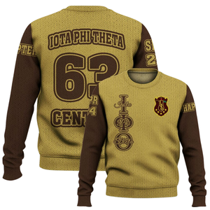 Iota Phi Theta suéter de punto acrílico 1963 Chenille Letter Pullover Greek Life Apparel Fraternidad Ropa de invierno - Product Image 6