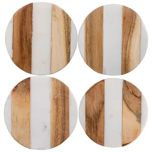 Ensemble de sous-verres en bois d'acacia de haute qualité dernière conception tapis et tampons en bois naturel pour décor de thé et de table - Product Image 3