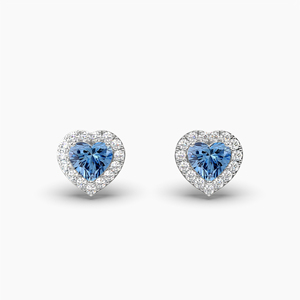 Boucles d'oreilles clous en diamant de laboratoire VABS DIAMOND Heart Blue 1,23 ct, plaqué or rhodié 14K/18K, design décontracté/sportif, vente en gros - Product Image 1