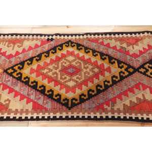 Turkish Vintage <b>Runner</b> Rug 2.9x10.4 ft, <b>Red</b> Orange Solid Wool Rug - Product Image 3