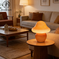 Lampe de chevet de bureau en forme de champignon LED à 3 températures de couleur réglables, style macaron, verre orange, pour chambre à coucher