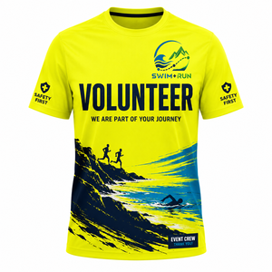 Camiseta Deportiva Personalizada con Serigrafía de Alta Visibilidad para Voluntarios, Eventos de Natación y Carrera, Tejido Interlock de Secado Rápido - Product Image 3