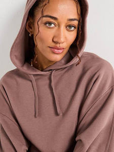 Sweat à capuche pour femme brun éponge français essentiel de qualité supérieure anti-rides et respirant sweats à capuche vierges pour femme dernier logo personnalisé - Product Image 3