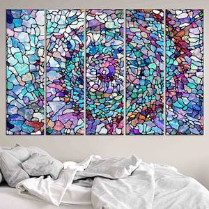 Tableau imprimé sur toile : Art mural moderne en vitrail aux couleurs vives, lot de 5 toiles - Product Image 1