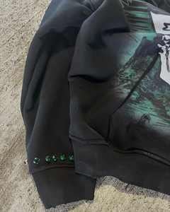 Sweats à capuche de luxe pour hommes 100% coton avec strass et lourd GSM Streetwear impression DTG personnalisée pour l'hiver - Product Image 5