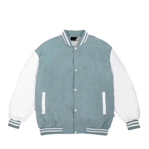 Chaqueta Unisex Estilo Universitario Multicolor con Mangas en Contraste, Ribete Acanalado a Rayas, Botones a Presión, Ropa Urbana de Moda - Product Image 1