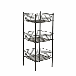 Good Looking Round Shape <b>Metal</b> Wire Black Storage <b>Baskets</b> With Handle Laundry Storage <b>Baskets</b> for Home Decorative - Product Image 2