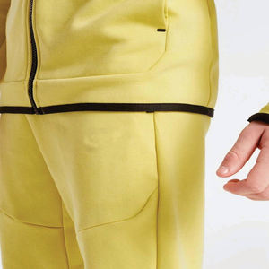 Conjunto deportivo amarillo de dos piezas para niños, chaqueta con cremallera y pantalones deportivos, ropa deportiva informal para entrenamiento, ropa para niños - Product Image 3