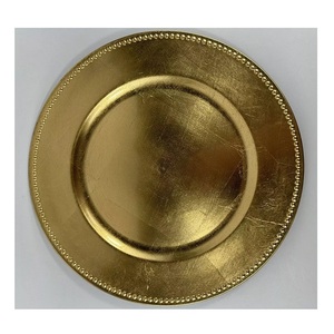 Placa pulida brillante del cargador del plato de metal de latón respetuoso del medio ambiente vendedor caliente con diseño moderno del borde en relieve - Product Image 1