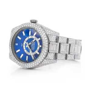 Alta calidad totalmente helado Bling Moissanite diamante reloj lujo antiguo estilo de negocios banda de acero inoxidable nueva llegada - Product Image 1