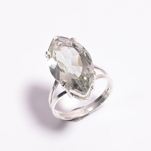 925 Sterling Silver nhẫn Cổ điển chất lượng cao màu xanh lá cây thạch anh tím đá quý Marquise cắt đồ trang sức cho đám cưới hoặc quà tặng ngày kỷ niệm - Product Image 1