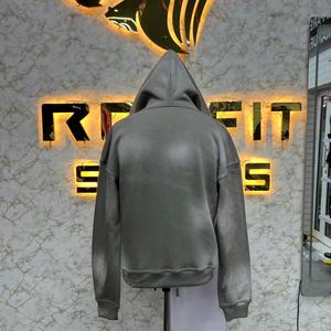 Custom Design Hoodie Unisex Oversized Knitted Sweatshirt Rhinestone Letter Print <b>Back</b> Logo Streetwear Gray Autumn Style - Product Image 2
