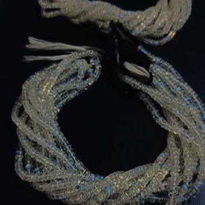 Perles de pierre de lune arc-en-ciel bleue naturelle 3mm 4mm rondes certifiées par un tiers, haute qualité pour la fabrication de bijoux - Product Image 5