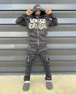 เสื้อฮู้ดมีซิปผ้าฝ้ายหนา24ออนซ์ชุดสตรีทแวร์ฟิตเนสพิมพ์ลายปักลายผลิตแฟชั่นสตรีทแวร์ - Product Image 4