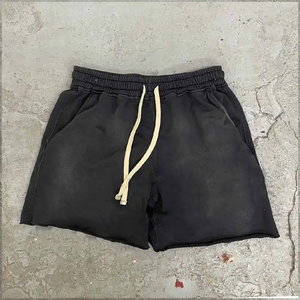 Pantalones cortos de algodón 100% lavados con ácido personalizados de alta calidad para hombre, estilo informal con impresión digital, nuevos servicios OEM - Product Image 4