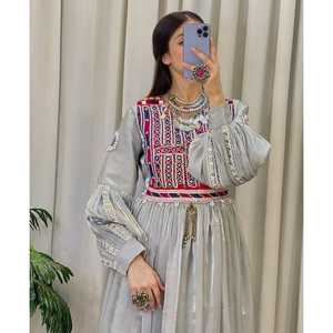 ชุดเดรส kuaghani วินเทจชนเผ่าอัฟกานิสถาน/ปากีสถานที่ต้องการมากที่สุดมีกระดุมซิปเอวธรรมชาติ - Product Image 3