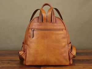 Ladies Vintage LBK-0054D Soft Leather Anti-Theft Security Backpack Casual Exquisite PU Logo Strap Zipper for School Travel - Product Image 3