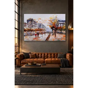 Impression sur toile Fida Autumn Paris Street Palette Knife Style - Product Image 1