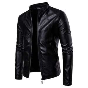 Chaqueta de Motociclista de Invierno para Hombre, Diseño Nuevo, Ajustada, de Cuero PU, con Cuello Alto, Bolsillos con Cremallera, Transpirable e Impermeable - Product Image 1