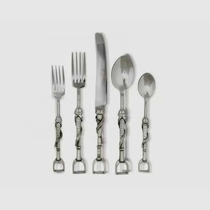 Ensemble de couverts au design rustique Extrémités personnalisées et couverts élégants Cuillères à thé pour votre cuisine Maison Couteau Fourchette Cuillère en acier inoxydable - Product Image 1