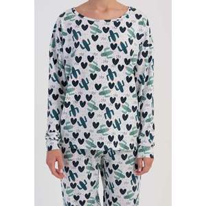 Conjunto de pijama de manga larga con cuello redondo y hombros descubiertos KADIN LYC SUPREM - Crema - Crema - Product Image 2