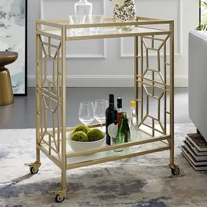 Gold Trolley Metal Kitchen Rack Trolley Storage Rose Gold Portable Utility Movable 2 Tier Wine Kitchen Bar Trolley Rolling Cart