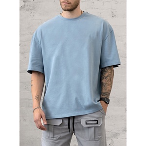 Custom Design Men's Oversize 100% Cotton Long Sleeve Fleece Heavyweight 220g Round Neck T-Shirt with Custom <b>Logo</b> & Blank Options - Product Image 4