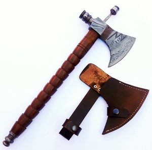 Tốt nhất làm bằng tay Damascus thép rìu đầu đánh giá cao tùy chỉnh DIY ngoài trời cắm trại công cụ tay giả mạo với bảo vệ Bìa - Product Image 4