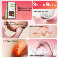 Vibrateur intelligent professionnel à cinq fonctions avec aspiration, vibration, chauffage, étanche, 9 modes, nervuré, application Dolphin, suceur