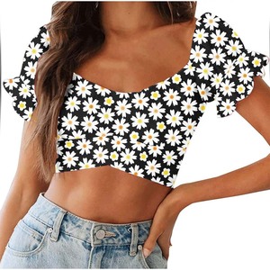New Design Backless Crop <b>Top</b> Woman Summer Ladies <b>Tops</b> Blouse Women Lady Outfits Floral Drawstring Crop <b>Top</b> Corsets Halter Womenp - Product Image 1