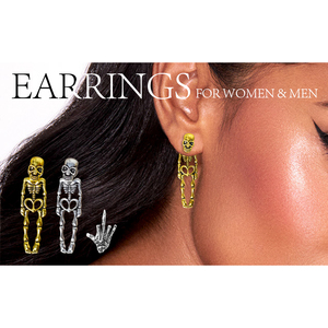 Orecchini Punk Gotici a Teschio in Lega Elettroplaccata, Borchie Oro Argento Unisex, Gioielli Moda Halloween con Design a Cuore Intagliato - Product Image 4