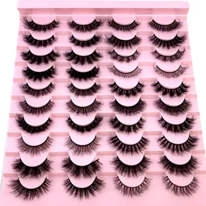 NOUVEAU 20 Paires de Cils Fluffy 25mm 3D Mink Lashes Long Thick Natural False Eyelashes Wholesale Lashes Vendors Makeup Mink Eyelashes