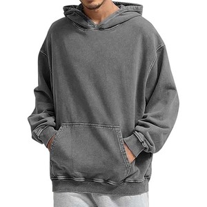 Sweats à capuche Streetwear personnalisé poids lourd coton Boxy recadrée Vintage lavage à l'acide fermeture éclair en détresse veste à capuche pour hommes - Product Image 2