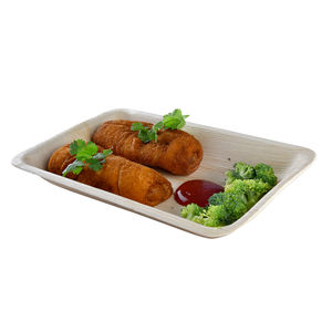 Assiette biodégradable écologique Vaisselle en feuille de palmier Assiettes jetables en forme de rectangle en feuille de palmier - Product Image 6
