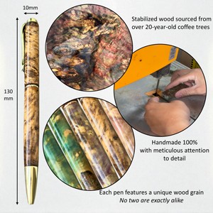 Bolígrafo de Madera Estabilizada de Primera Calidad Hecho a Mano con Ancho de Escritura de 0.7 mm, Regalo Empresarial, Recuerdo de Boda, Colección Citrino - Product Image 4